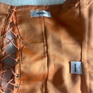 Guizio Orange Lace-Up Satin Corset